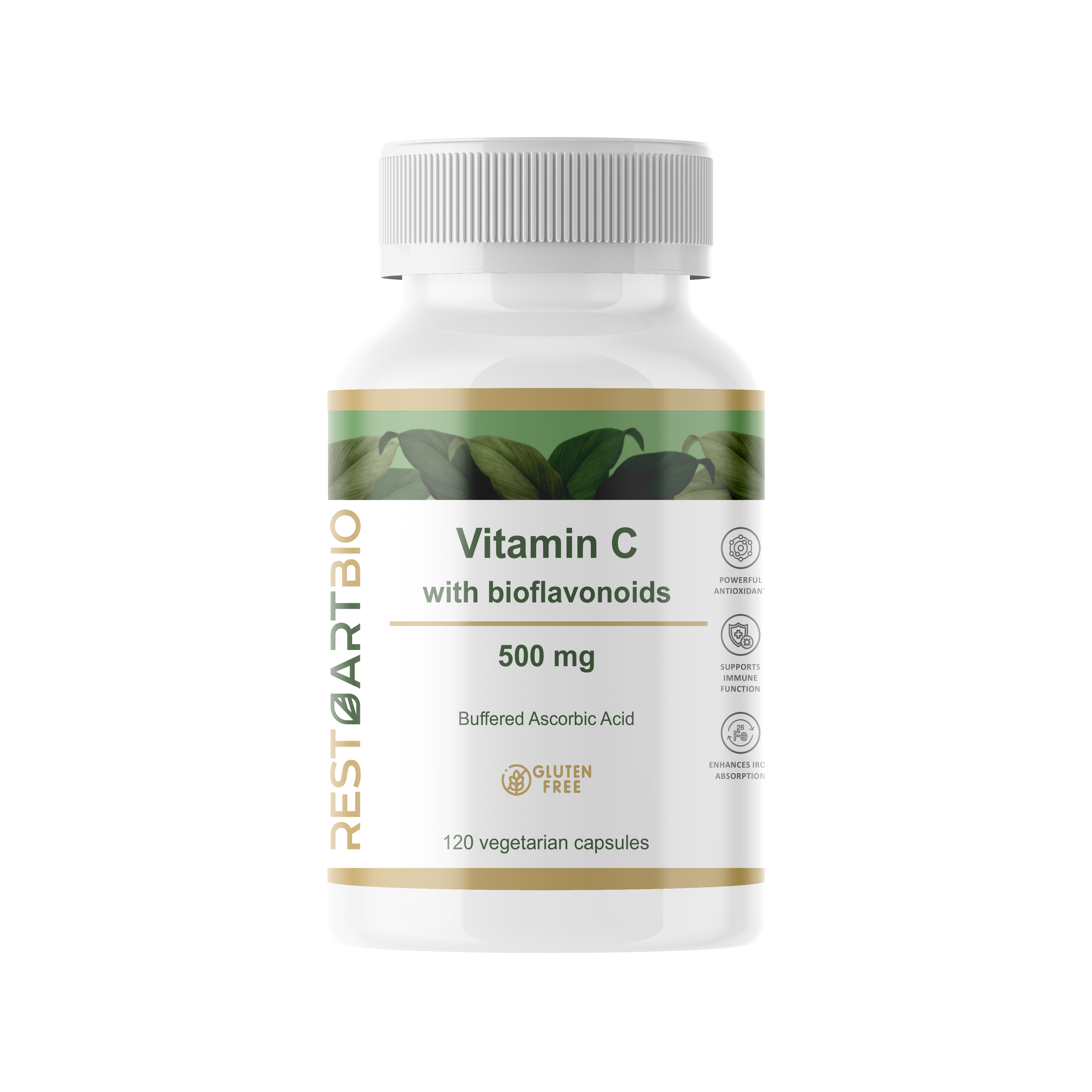 Витамин С аскорбат натрия с биофлавоноидами 500 мг, RestartBio, 120 капсул