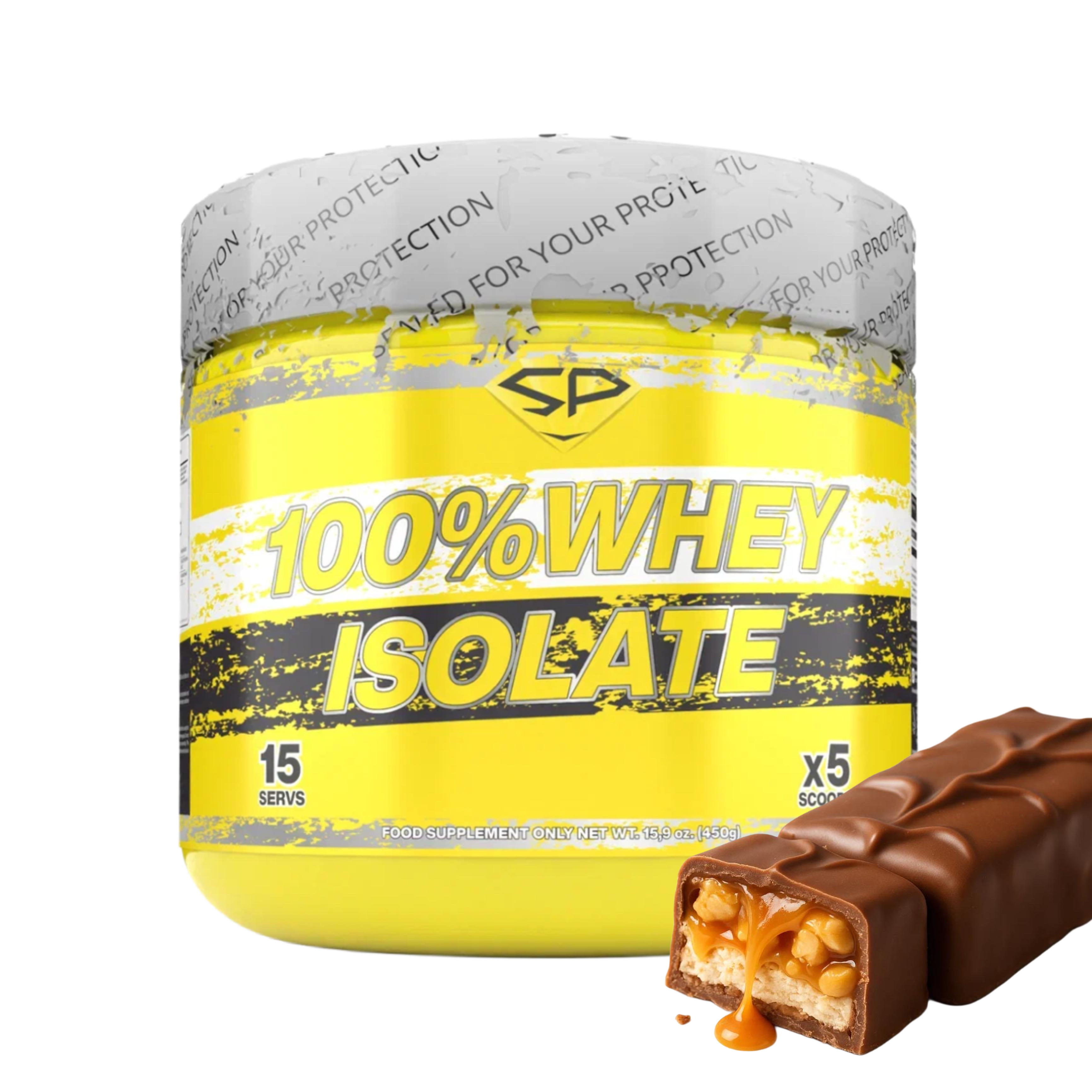 Сывороточный изолят 100% Whey Isolate SteelPower, вкус арахис-карамель-нуга-шоколад (сникерс), 450 г