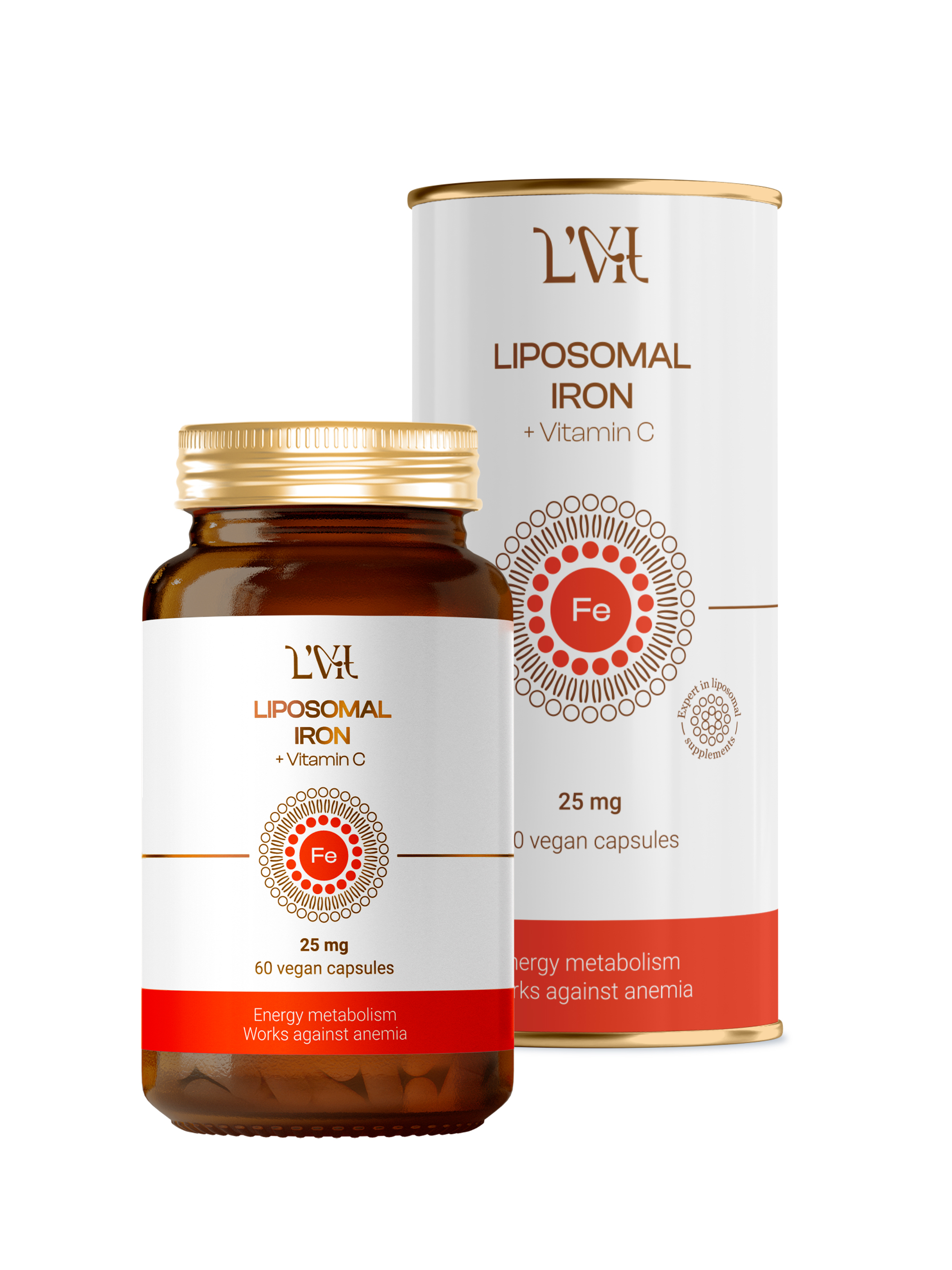 Липосомальный комплекс Железа 25 мг + Витамин С Liposomal Iron plus С 60 веган капсул