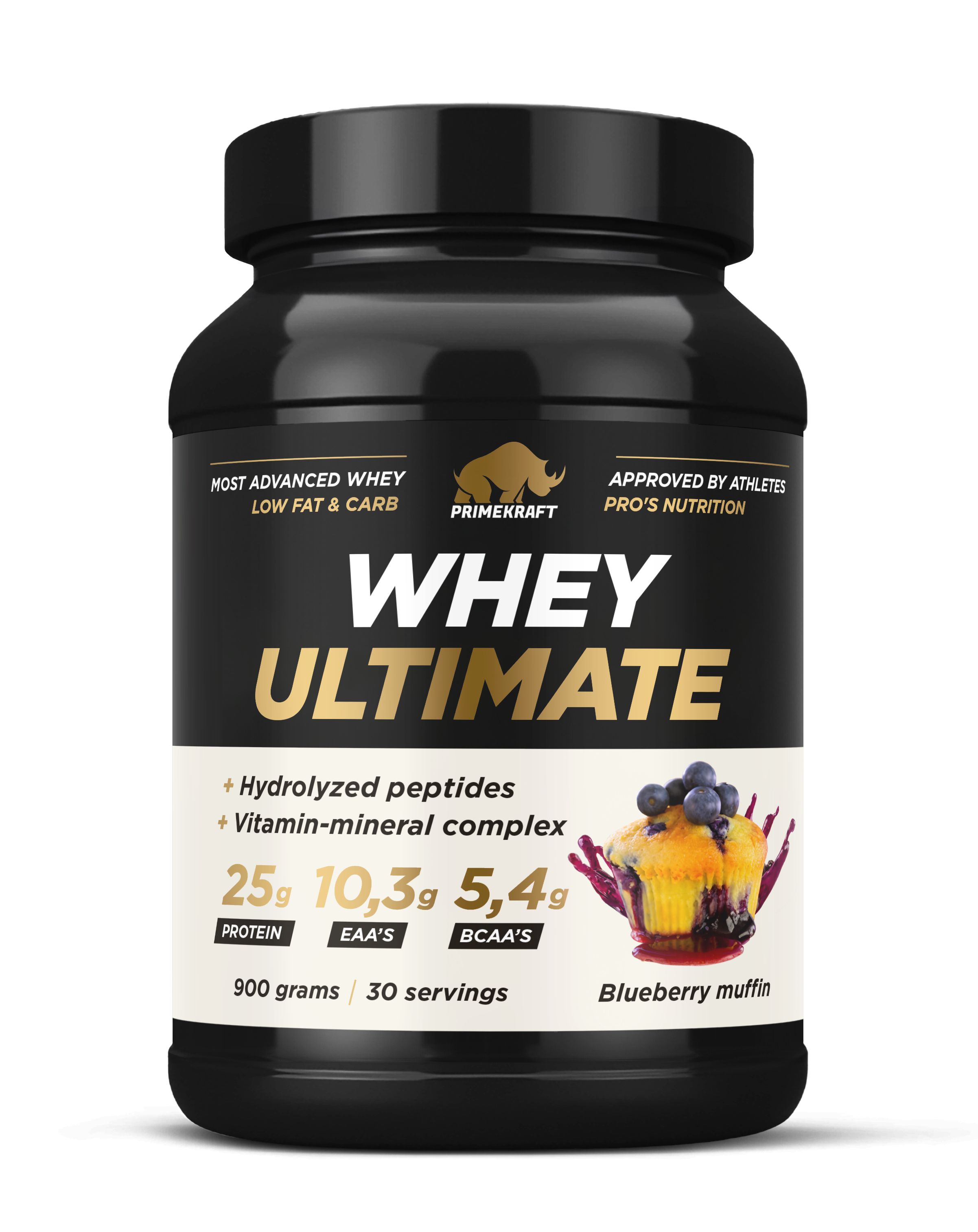 Сывороточный протеин PRIMEKRAFT Whey Ultimate со вкусом Черничный маффин, 900 г
