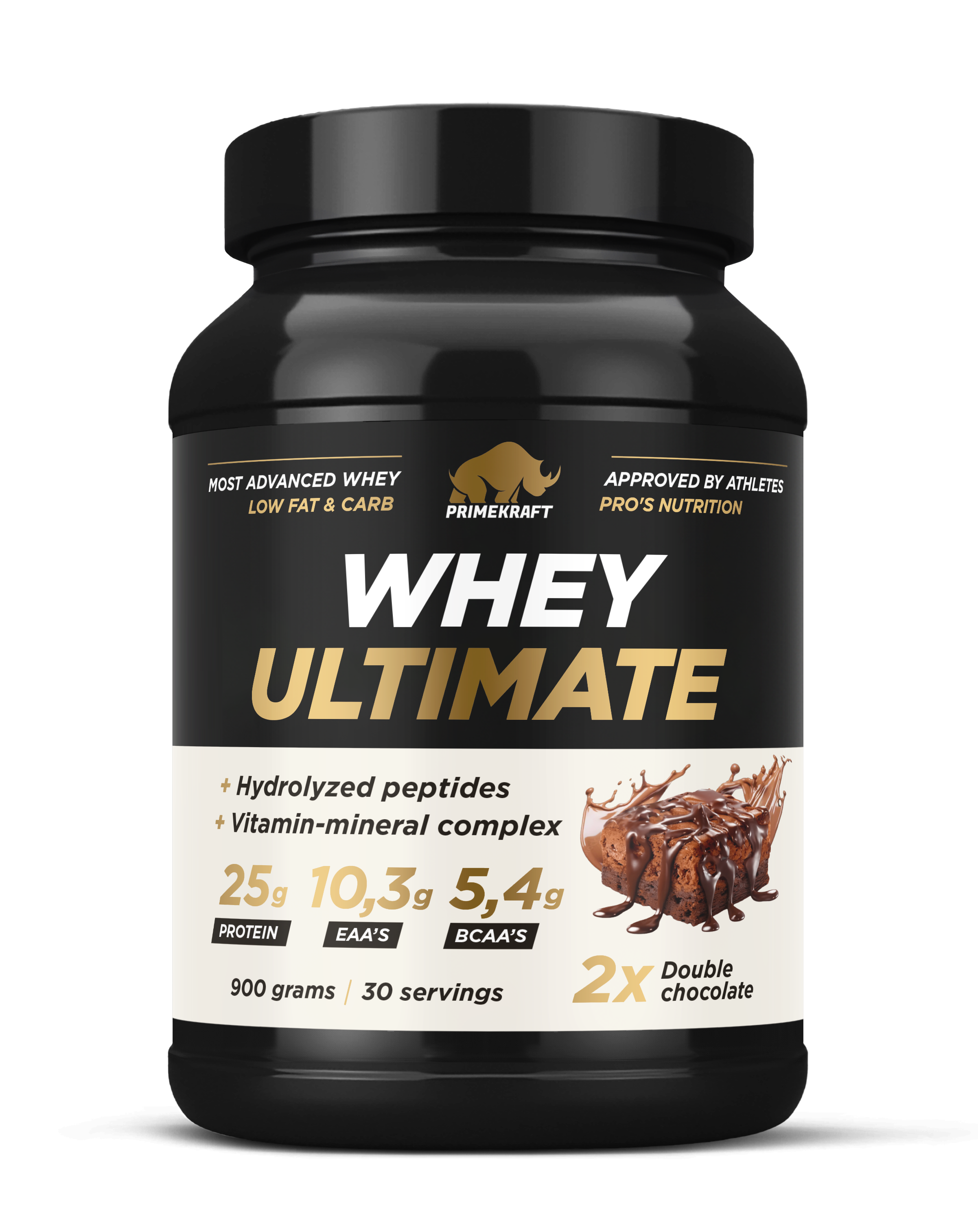 Сывороточный протеин PRIMEKRAFT Whey Ultimate со вкусом Двойной Шоколад, 900 г