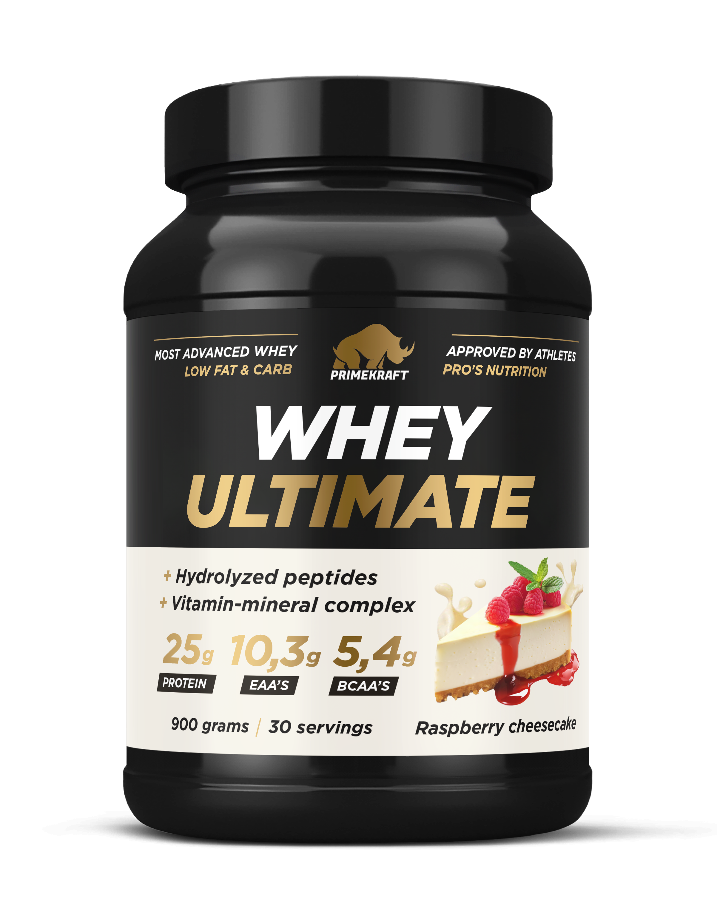 Сывороточный протеин PRIMEKRAFT Whey Ultimate со вкусом Малиновый чизкейк, 900 г